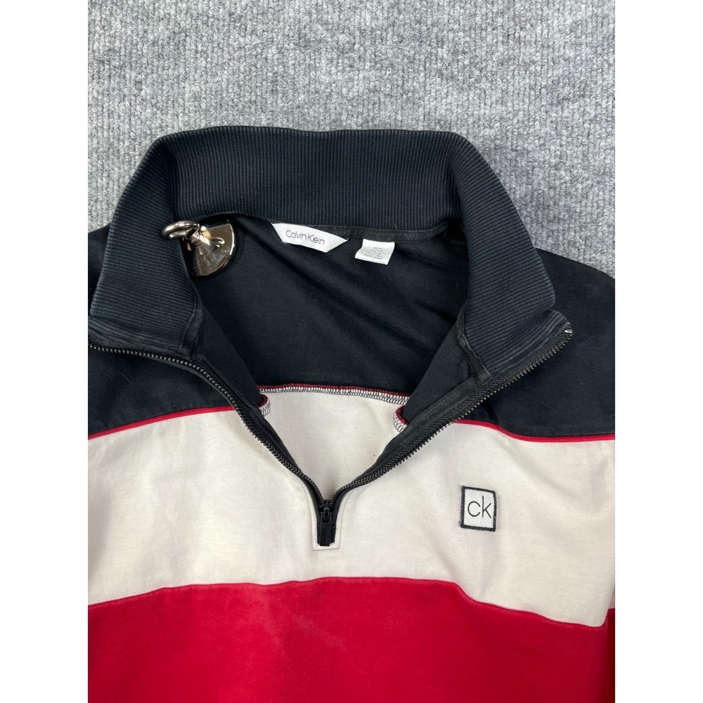Calvin Klein Sweatshirt Mens Medium Multicolor Cotton Colorblock Quarter Zip - Picture 10 of 13
